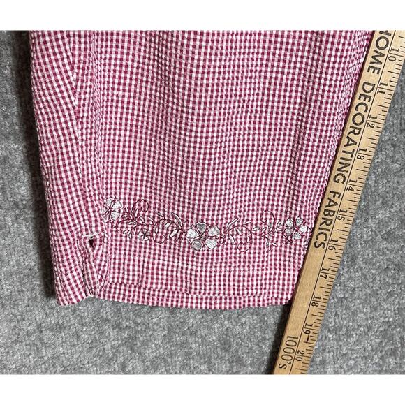 Essentials By Maggie Seersucker Capri Pants Womens Size 18/20W Floral Embroidery - Picture 7 of 10